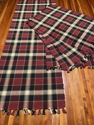 4 个桌椅和桌旗,Park Designs 100% 棉勃艮第/黑色/奶油色格子 — 第 1/4 张图片