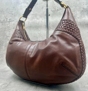 Bolso de Hombro Yves Saint Laurent Rive Gauche MOMBASA Cuero Marrón De Colección - Imagen 1 de 15