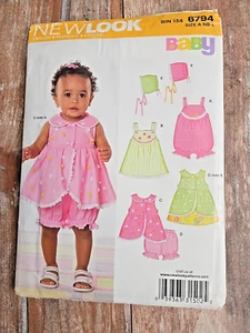 New Look Sewing Pattern 6794 Infant Girls Romper Top Panties Bonnet NB-Lg UC - Picture 1 of 2