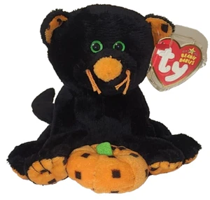 Ty Beanie Baby SUPERSTITION Halloween Black Cat 6" NEW MWMTs Stuffed Animal Toy - Picture 1 of 8