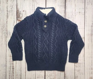Gap kids boys fisherman sweater, Sherpa Neckline color Navy Size 4 - Picture 1 of 5