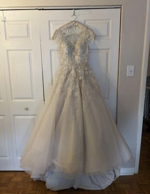 Vestido de novia Justin Alexander - para mujer talla 8, viene con velo hecho a mano Foto 1 de 4