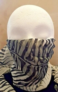 NEW SCARF BLACK & WHITE ZEBRA TIGER STRIP LONG SCARF/BANDANNA SHAWL - Picture 1 of 4