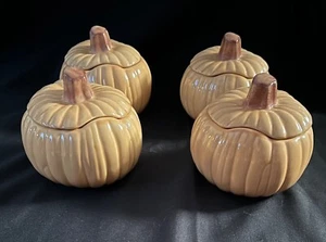 4 ciotole zuppa o caramelle Williams Sonoma arancione pallido figurative con coperchi alte 5" - Foto 1 di 4