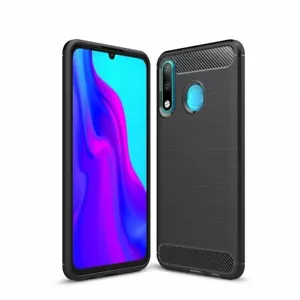 COVER per HUAWEI P30 LITE - CUSTODIA SILICONE CARBON LOOK NERO - Foto 1 di 5