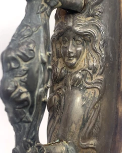 Sterling Silver Nail Buffer Woman Lady Face Art Nouveau Antique Figural - Picture 1 of 13