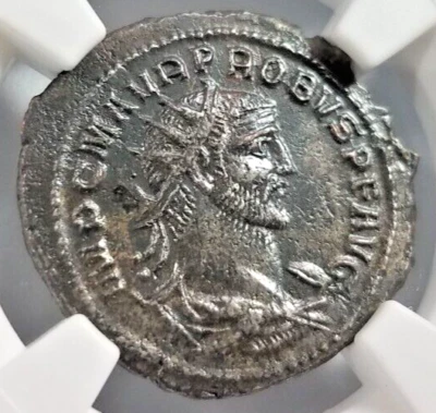 Probus Roman Empire NGC AU Aurelianianus Soldier Spear Branch Sphere Clementiate - Image 1 of 4