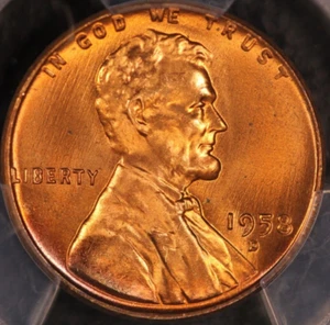 1958 D LINCOLN WHEAT PENNY PCGS MS-66+ RD *PHENOMENAL!* LOT # 601 - Picture 1 of 3