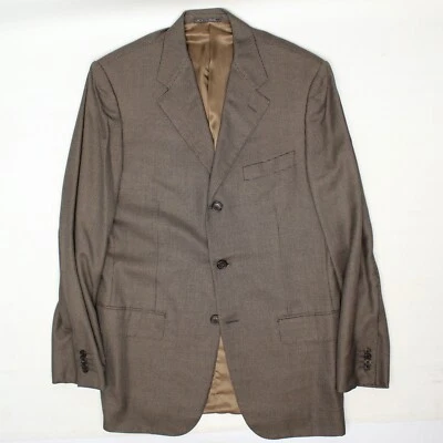 Corneliani Mens Sport Coat 40L Brown Gold Check Wool Silk Jacket Italy - Image 1 of 4