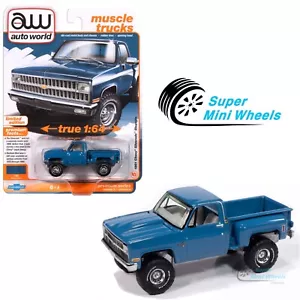 Auto World 1:64 1981 Chevrolet Silverado Stepside 10 4×4 – Medium Blue - Picture 1 of 2