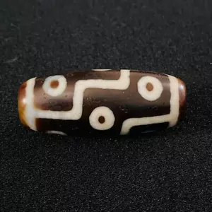 Ancient Tibetan & Tasso Nine Eyed Dzi Bead Authentic Amulet Pendant Necklace - Picture 1 of 5
