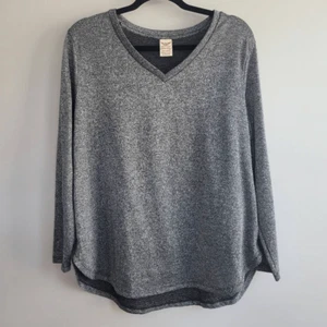 y2k silver metallic long sleeved v neck shirt blouse glam maximalist mcbling - Picture 1 of 9
