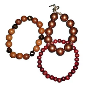 3 bracciali abbinati, bracciali marroni vintage, gioielli vintage, bigiotteria - Foto 1 di 5