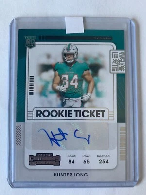Hunter Long 2021 Panini Contenders #185 Rookie Ticket Auto SP Dolphins Rams RC - Image 1 of 2