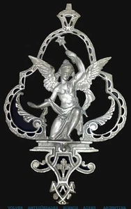 Seltene alte Messing Bronze vernickelt geflügelte Dame Göttin Allegorie mit Zauberstab  - Bild 1 von 6