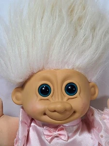 Russ Berrie 13" Plush Troll Kidz Ballerina Twinkles Pink Hair Blue Eyes Vintage - Picture 1 of 17