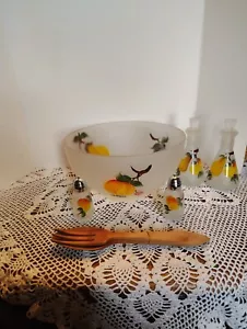 Vintage Hazel Atlas Hand painting Salad Set New Old Stock Complete - Picture 1 of 12