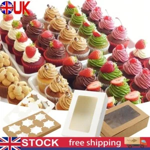 20 Pcs Cupcake Boxes with Window and Inserts 6 Count Food Grade Treat Boxes - Picture 1 of 15