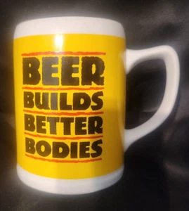 Beer MUG Beer Builds Better Bodies Large Ceramic Mug - Picture 1 of 4