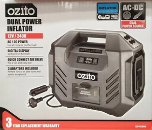 Ozito 12V DC/240V AC Dual Power Inflator Portable Air Compressor & Adapter Kit - Picture 1 of 6