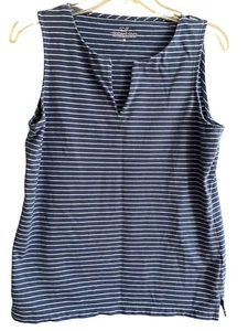 Vineyard Vines Womens Sleeveless Cotton Spandex Blue Striped Shirt M - Picture 1 of 4