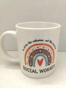 Social Worker Rainbow Heart Inspirational Quote Ceramic Coffee Cocoa Mug 11 Oz - Picture 1 of 6