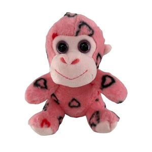 Pink Plush Monkey Stuffed Animal Heart Pattern Big Eyes 10" Valentine Day Gift a - Picture 1 of 9