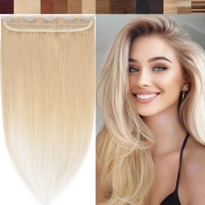 Russian One Piece Clip In 100% Real Remy Human Hair Extensions 3/4 Full Head - Image 1 of 4