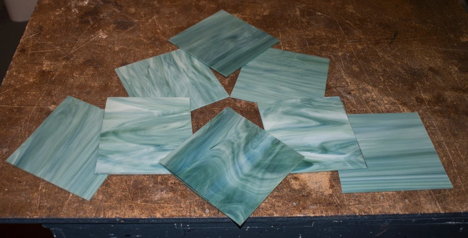 Scrap Stained Art Glass Tiles - Seafoam/Mint Green - SEA Foto 1 de 1