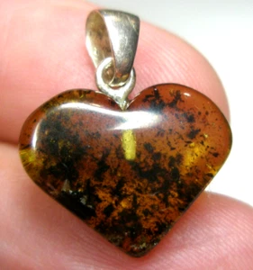 REAL BALTIC AMBER PENDANT ,, HEART '' Honey with Black color - Picture 1 of 19
