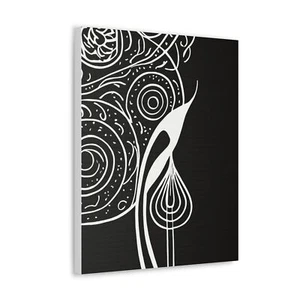 Wall Art Decor - Canvas Print Artwork - Floral White Line Art Print 79079 - Picture 1 of 10