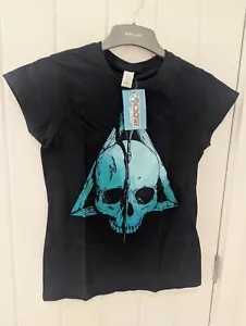 HARRY POTTER Deathly Hallows Nerd Block Skull Wizard T-Shirt Women Size S - Picture 1 of 8