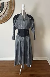 Vintage 80s Roper Pinstriped Western Dress Woman's S/M - Picture 1 of 10