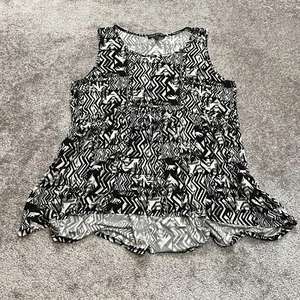 Living Doll Tank top Blouse womens 3X White Black Soft Sleeveless Ladies top - Picture 1 of 9