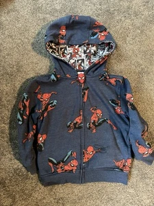 Boys Spiderman Zip-Up Hoodie Size 6 With 3D Spiderman Head For Zipper - Picture 1 of 2