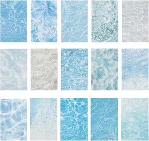180 Sheets Ocean Waves Scrapbook Paper, Assorted Blue Ocean Sea Wave Print Cards - Picture 1 of 7