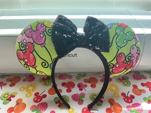 Disney grüne Maus Balloon Ohren Stirnband Etsy Shop Ohren Handarbeit Pailletten Schleife - Bild 1 von 3