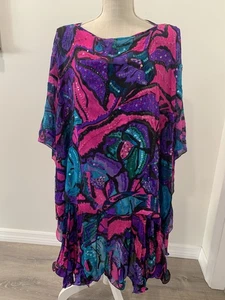 Vestido de cóctel de colección Judith Ann Creations con cuentas de seda 2 piezas años 80 lentejuelas talla S - Imagen 1 de 12