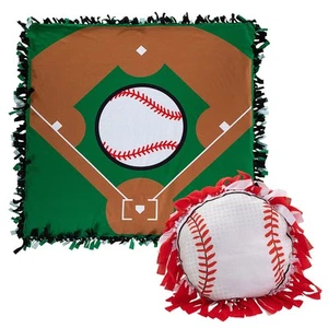 Baseball Fleece Tied Pillow & Blanket Craft Kit Assortment - 54", 12 Piece - Picture 1 of 2