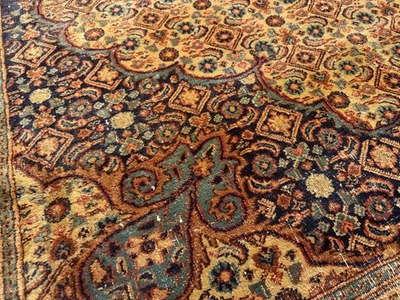 ALFOMBRA ANTIGUA 6x9 tejida a mano vintage oriental hecha a mano antigua fina azul marino neutra Foto 1 de 4