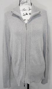 Boston Proper Women's Full Double Zipped Knit Cardigan Sweater Gray size XL - Picture 1 of 17