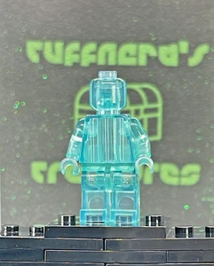 MINIFIGURE BRICK MAN PERSONALIZZATA TRASPARENTE AZZURRO PER SCAMBIO DOGANE E RICAMBI - Foto 1 di 20