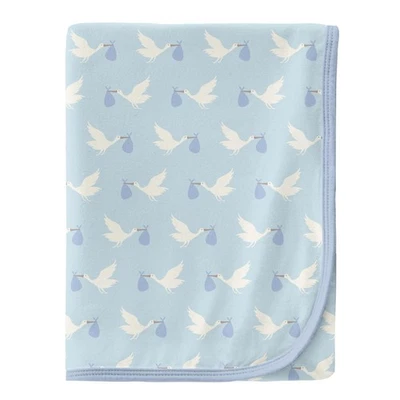 Kickee Bamboo Swaddle Blanket Sky Stork Soft Stretchy 40X29 Baby Shower Gift - Image 1 of 4