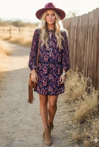   Veronica Beard Boho Chic Seidenkleid Größe 8 - Bild 1 von 5