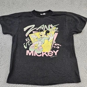 Vtg Mickey Mouse Shirt Youth Large Black Single Stitch Hip Hop Rap Tee 90s Kids - Picture 1 of 8