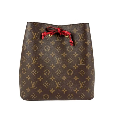 Borsa a tracolla originale Louis Vuitton Monogram Neo Noe MM marrone/rosso - ... - Immagine 1 di 4