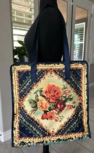 NWT Agua Bendita Gia Provence Colorful Floral X Large Zip Up Tote Beach Bag - Picture 1 of 13