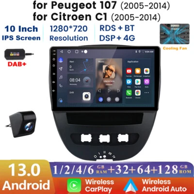 JUNSUN Cam Android 13 Car Radio Carplay DAB 4G For Toyota Aygo /PEUGEOT 107 /Citroen C1
