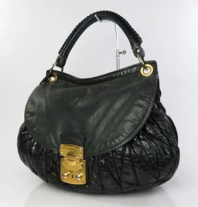 Auténtico bolso de mano de cuero matelasse negro MIU MIU #60282 - Imagen 1 de 16
