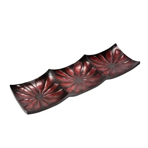 Modern Triple Square Mango Wood Long Platter or Tray - Picture 1 of 3